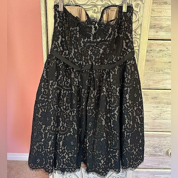 Neiman Marcus Target strapless, black lace whimsigoth holiday mini dress 6 - Picture 7 of 16